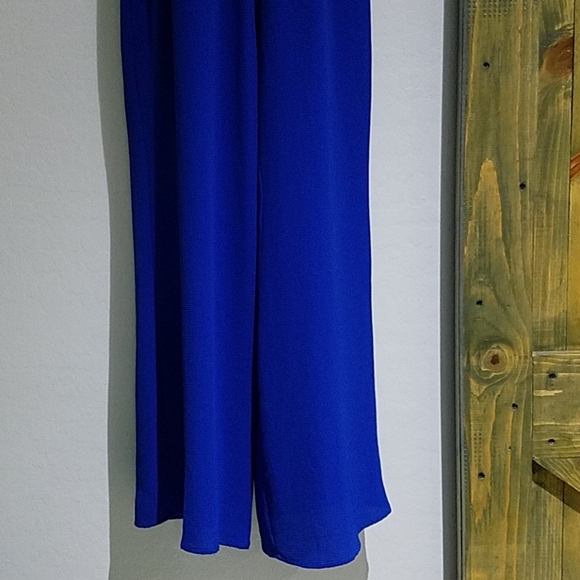 BOLD BLUE ONE PIECE HALTER PANTS ROMPER JUMPER SPECIAL EVENT DRESSY MAXI - Picture 3 of 12